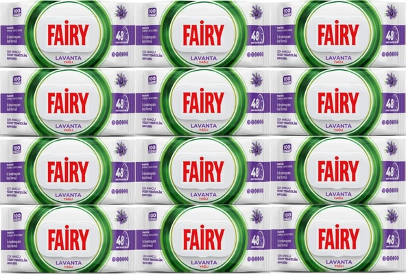 Fairy Yüzey Temizlik Havlusu 100 Yaprak Lavanta Yağlı - Beyaz Sirke -Karbonat (12Li Set) 1200 Yaprak