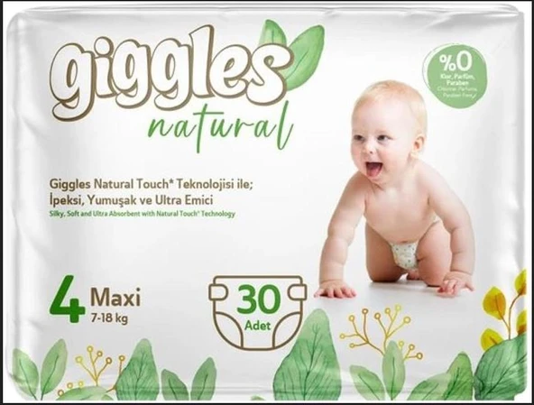 GİGGLES NATURAL IKIZ MAXI BEBEK BEZİ 30 LI ( 4 NO )