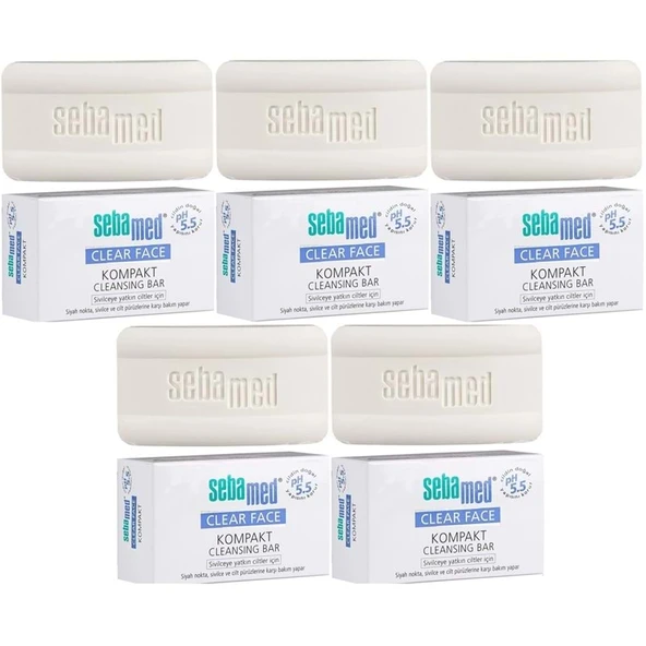 Sebamed Clear Face Kompakt Yüz Temizleme  Barı Sabun Sivilceye Yatkın Cilt 100GR (5 Li Set)