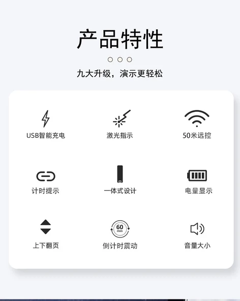 Akıllı Tahta/Telefon/Tablet Dokunmatik Kalem Lazer Presenter Kablosuz Sunum Kumandası-Fiber Uçlu-2 - 10