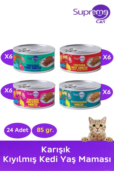 Karışık Kıyılmış Konserve Kedi Yaş Maması 85gr