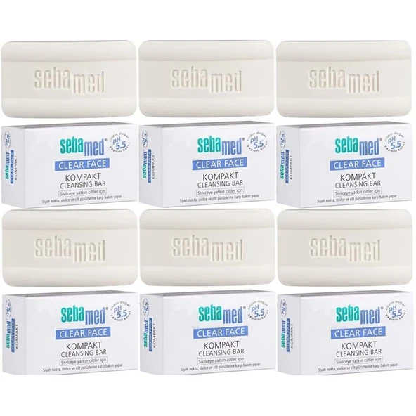 Sebamed Clear Face Kompakt Yüz Temizleme  Barı Sabun Sivilceye Yatkın Cilt 100GR (6 Lı Set) ürün görseli