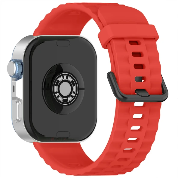 Huawei Watch Fit3 Fit 4 Fit 4 Pro İle Uyumlu GlacierFlex Metal Tokalı Spor Silikon Kordon  Kırmızı - Resim 2