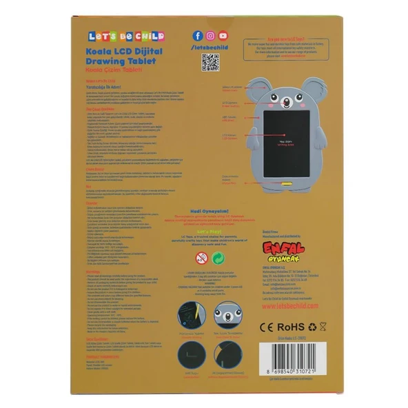 Nessiworld LC-31072 Koala Çizim Tableti 8.5 inç -Lets be Child - 2