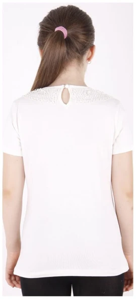 Toontoy Kız Çocuk Önü Dantelli Okul Tişört 16312 - 3