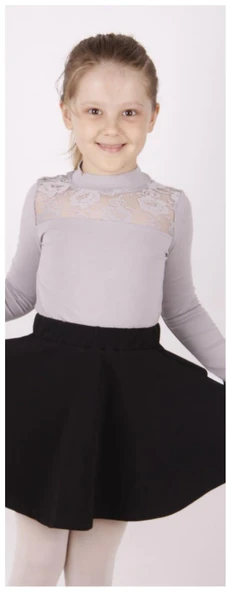 Toontoy Kız Çocuk Önü Dantelli Okul Tişört 8919