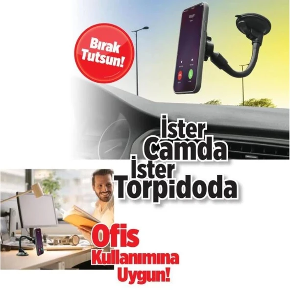 AUTOMİX Kuğu Boynu Manyetik Telefon Tutucu - 4