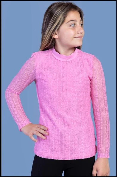 Toontoy Kız Çocuk Önü Dantelli Okul Tişört 16676 - 7