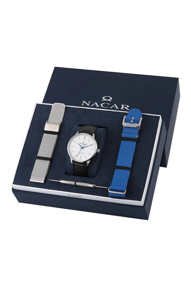 BABALAR GÜNÜNE ÖZEL SET - SAFİR CAM KLASİK SİYAH ERKEK KOL SAATİ NC31-2970125-AWL1 ürün görseli 1