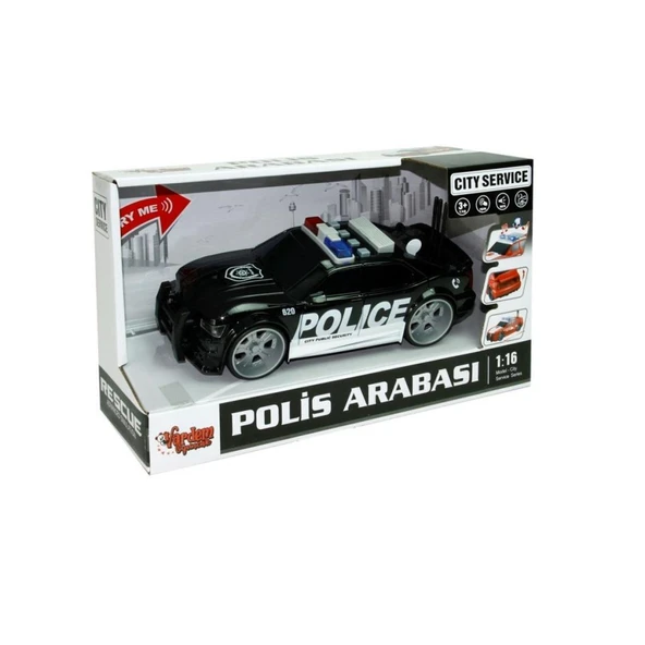 Nessiworld WY620A-B 1:16 Sürtmeli Sesli Işıklı Polis Arabası -Vardem - 2