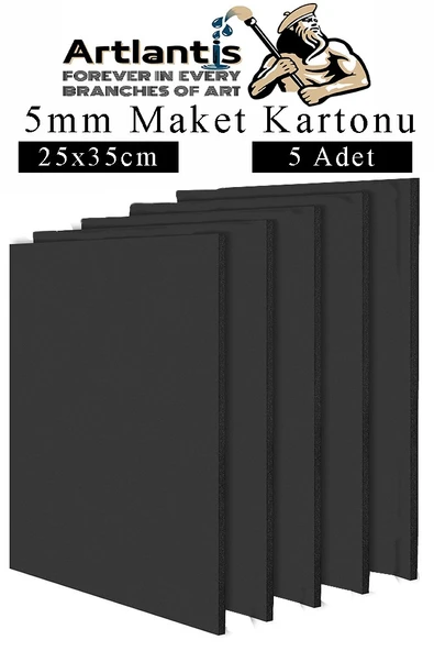 Maket Kartonu Siyah Fotoblok 5 mm 25x50 cm 5 Adet Hobi Sanat Okul Köpüklü Straforlu Maket Kartonu Maket Yapımı