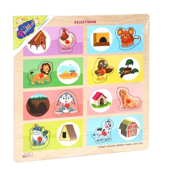 ONY-363-364 Ahşap Tutmalı Eşleştirme Hangi Hayvan Nerede Yaşar -Onyıl - 2