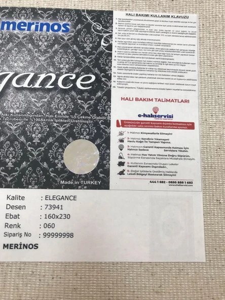 Merinos Halı Elegance 73941 060 Serisi Akrilik Salon Oturma Yatak Odası Halısı - Resim 8
