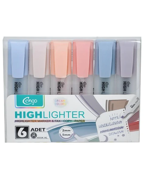 Cengo 6lı Fosforlu Kalem Cream Renkler CGO804