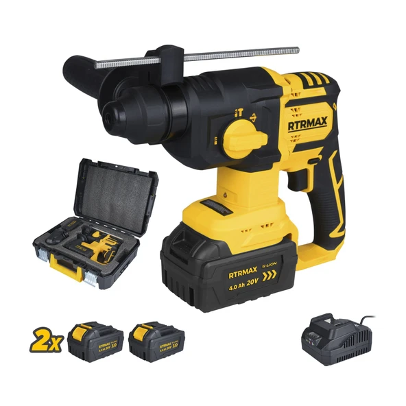 RTS5040 Şarjlı Sds Plus Kırıcı ve Delici Kömürsüz 1.8Jul 26mm 2x4 Ah 20V Çift Akü S-Lion - Akü Dahil - 2