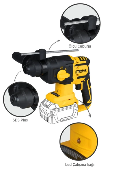 RTS5040B Şarjlı Sds Plus Kırıcı ve Delici Kömürsüz 1.8Jul 26mm - Akü Hariç - 2