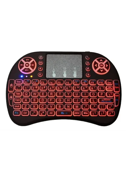 Smart Tv Box Ps3 Uyumlu Kablosuz Dokunmatik Işıklı Şarjlı Touchpadli Mini Q Klavye - 5