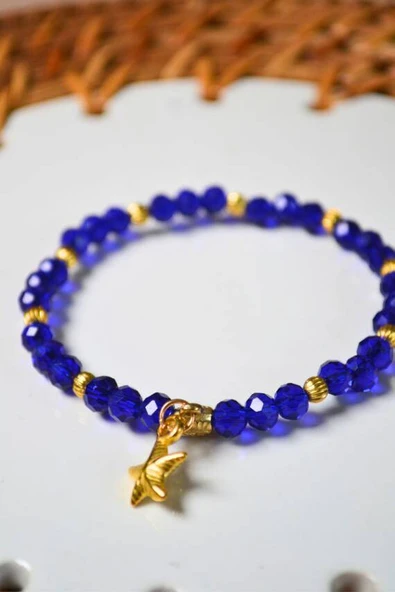 Işıltılı Boncuklu ve Charm Detaylı Bileklik Lacivert – Zarif, Şık ve Farklı Desenlerle Tasarlanmış Özel Aksesuar - Resim 4