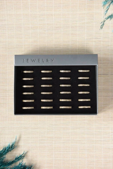 Kadın Taşlı Metal Yüzük Uzun Ömürlü, Şık Tasarım  (24’lü kutu)  Sarı - Resim 4