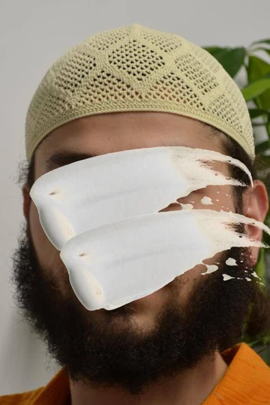 Erkek Örme Takke Bej  Hac ve Umre İçin İdeal Nefes Alabilir Standart Beden Takke