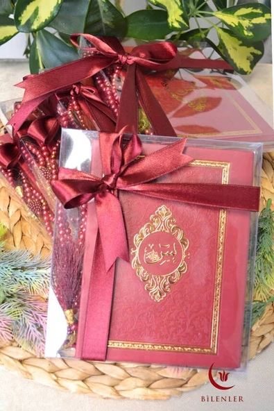 Kutulu İnci Tesbihli Yasin Kitabı Çanta Boy Termo Deri Kaplı Bordo 5 Adet– Arapça, Türkçe Okunuşlu ve Mealli – 128 Sayfa  Hac Umre ve Mevlit Hediyeliği ürün görseli