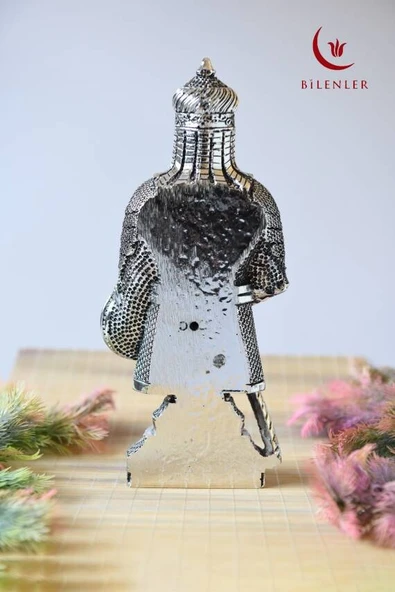 Fetih Zırh Ayetel Kürsi Biblo Büyük Boy 15×33 cm– Gümüş Renk Metal Dekoratif Aksesuar - Resim 3