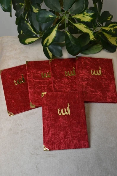 Kadife Kapaklı Allah Lafızlı Ekonomik Yasin Kitabı Kırmızı - 12x17 cm, 80 Sayfa - Resim 5