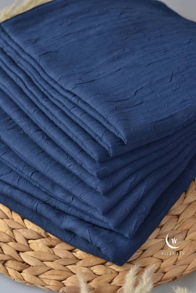 Bambu Kraş Eşarp Lacivert - Dört Mevsim- Yumuşak Dokulu - Resim 4