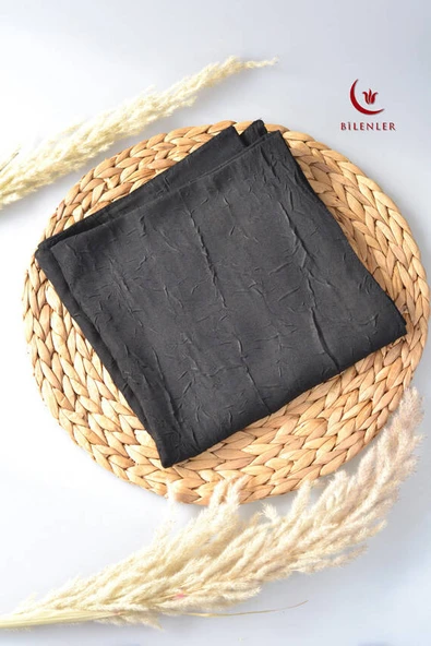 Bambu Kraş Eşarp Siyah - Dört Mevsim- Yumuşak Dokulu - Resim 3