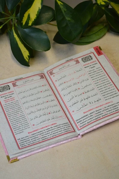 Kadife Kapaklı Allah Lafızlı Ekonomik Yasin Kitabı Pembe - 12x17 cm, 80 Sayfa - 4