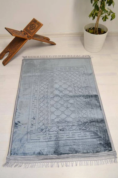 Peluş Seccade Gri - 80x120 cm - Ekstra Konforlu - Yumuşak ve Geniş Ölçülü ürün görseli