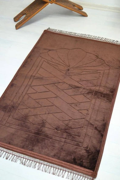 Peluş Seccade Kahverengi - 80x120 cm - Ekstra Konforlu - Yumuşak ve Geniş Ölçülü - Resim 4