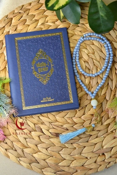 Kutulu İnci Tesbihli Yasin Kitabı Çanta Boy Termo Deri Kaplı Lacivert 5 Adet– Arapça, Türkçe Okunuşlu ve Mealli – 128 Sayfa  Hac Umre ve Mevlit Hediyeliği - Resim 5