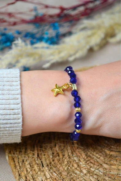 Işıltılı Boncuklu ve Charm Detaylı Bileklik Lacivert – Zarif, Şık ve Farklı Desenlerle Tasarlanmış Özel Aksesuar ürün görseli