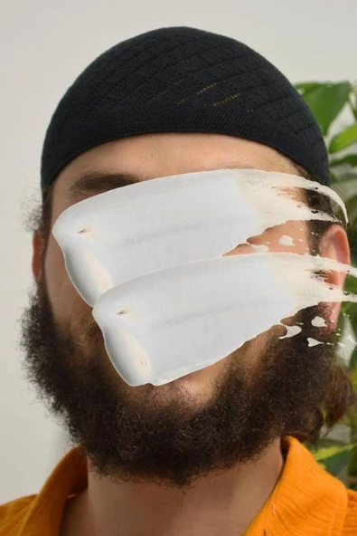 Erkek İnce Orlon Takke Siyah– Makine İşi El Örmesi, Standart Beden - Resim 2