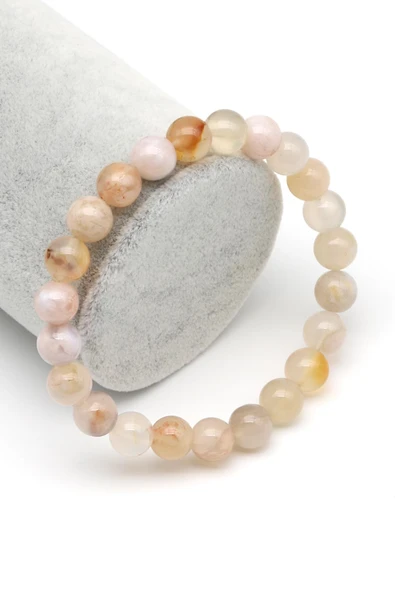 Flower Agate Doğal Taş Bileklik 8 mm Küre Kesim ürün görseli