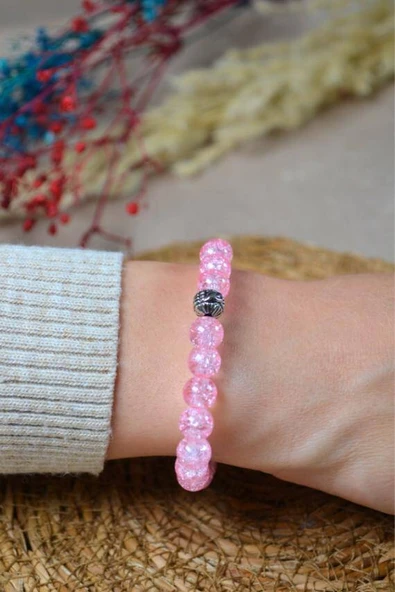 Bileklik Canlı Renkli Cam Boncuk Pembe 3 Adet – Her Bileğe Uyumlu, Şık ve Zarif Aksesuar ürün görseli