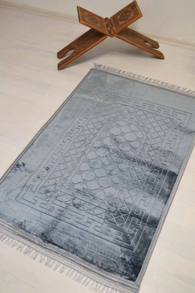 Peluş Seccade Gri - 80x120 cm - Ekstra Konforlu - Yumuşak ve Geniş Ölçülü - Resim 4