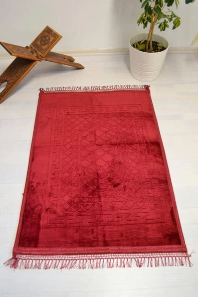 Peluş Seccade Kırmızı - 80x120 cm - Ekstra Konforlu - Yumuşak ve Geniş Ölçülü ürün görseli 1