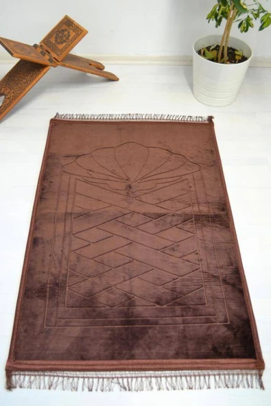 Peluş Seccade Kahverengi - 80x120 cm - Ekstra Konforlu - Yumuşak ve Geniş Ölçülü ürün görseli