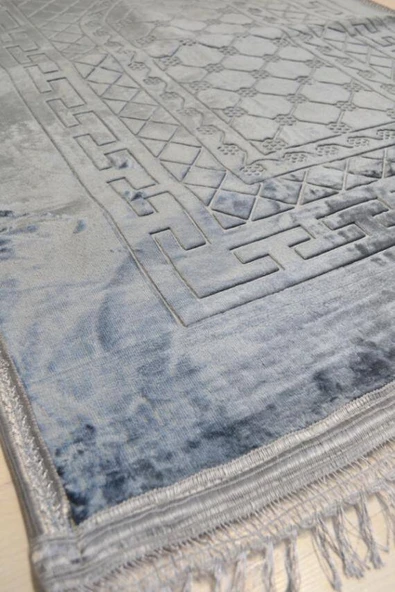 Peluş Seccade Gri - 80x120 cm - Ekstra Konforlu - Yumuşak ve Geniş Ölçülü - Resim 2