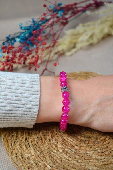 Bileklik Canlı Renkli Cam Boncuk Fuşya 3 Adet – Her Bileğe Uyumlu, Şık ve Zarif Aksesuar ürün görseli