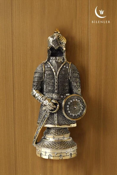 Fetih Zırh Ayetel Kürsi Biblo 11×21 cm– Altın Renk Metal Dekoratif Aksesuar - Resim 5