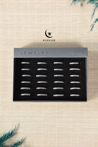 Kadın Taşlı Metal Yüzük Uzun Ömürlü, Şık Tasarım  (24’lü kutu)  Beyaz - Resim 3