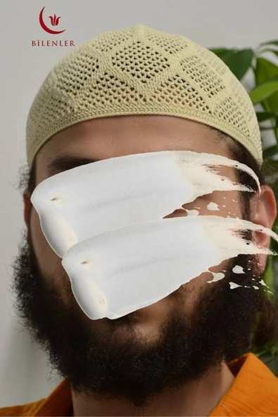 Erkek Örme Takke Bej  Hac ve Umre İçin İdeal Nefes Alabilir Standart Beden Takke - 1
