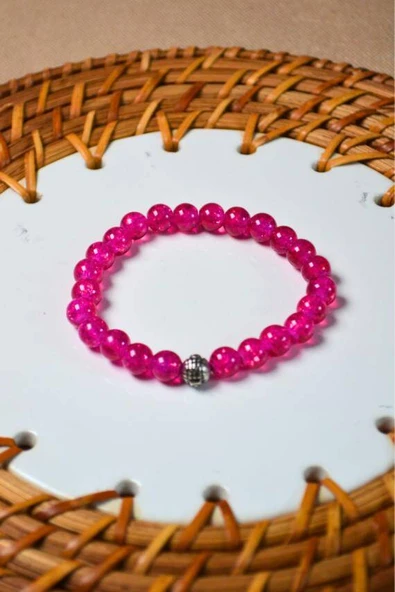 Bileklik Canlı Renkli Cam Boncuk Fuşya 3 Adet – Her Bileğe Uyumlu, Şık ve Zarif Aksesuar - Resim 4