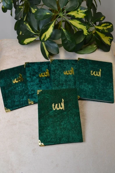 Kadife Kapaklı Allah Lafızlı Ekonomik Yasin Kitabı Yeşil - 12x17 cm, 80 Sayfa - Resim 5