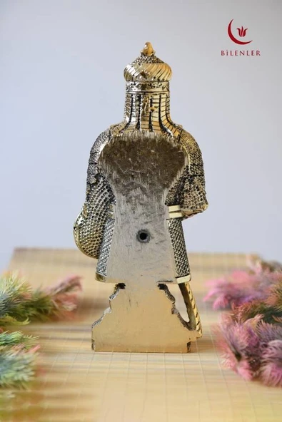 Fetih Zırh Ayetel Kürsi Biblo 11×21 cm– Altın Renk Metal Dekoratif Aksesuar - Resim 4