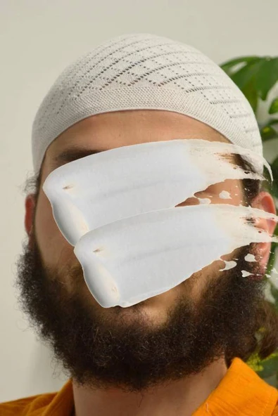 Erkek İnce Orlon Takke Beyaz – Makine İşi El Örmesi, Standart Beden - Resim 2