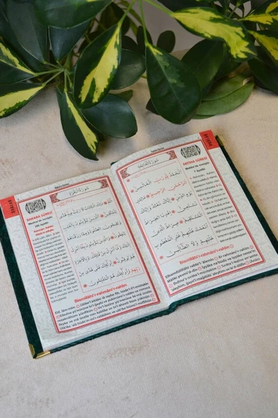 Kadife Kapaklı Allah Lafızlı Ekonomik Yasin Kitabı Yeşil - 12x17 cm, 80 Sayfa - Resim 4